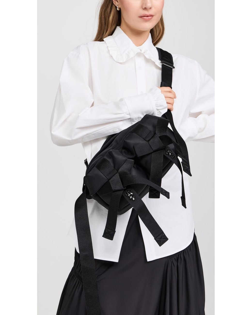 Simone Rocha Beaded Classic Bow Crossbody Bag in Black | Lyst