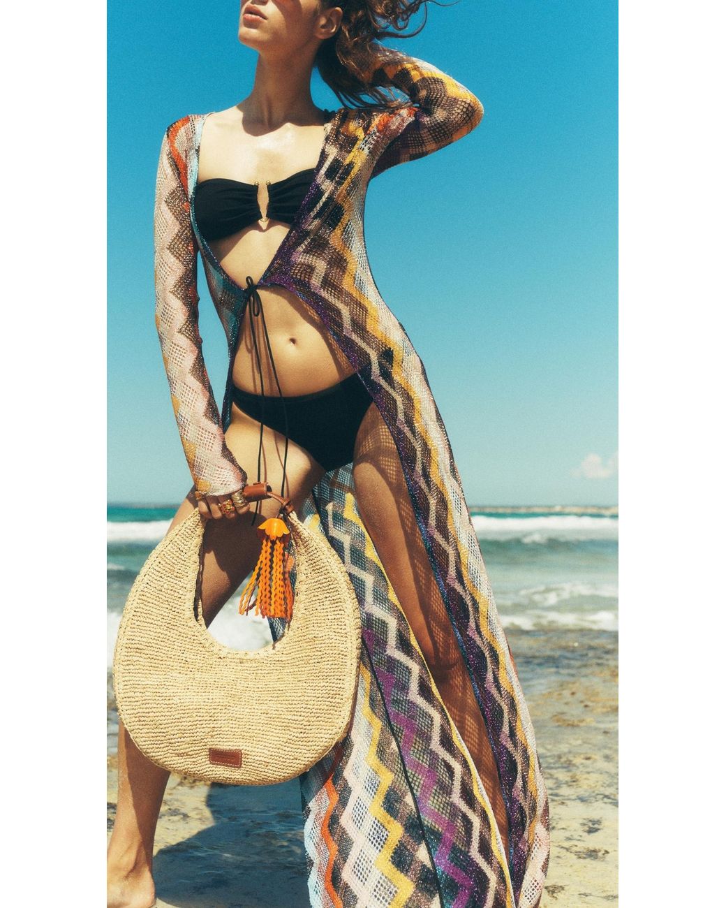 Staud Natural Large Raffia Moon Tote Bag