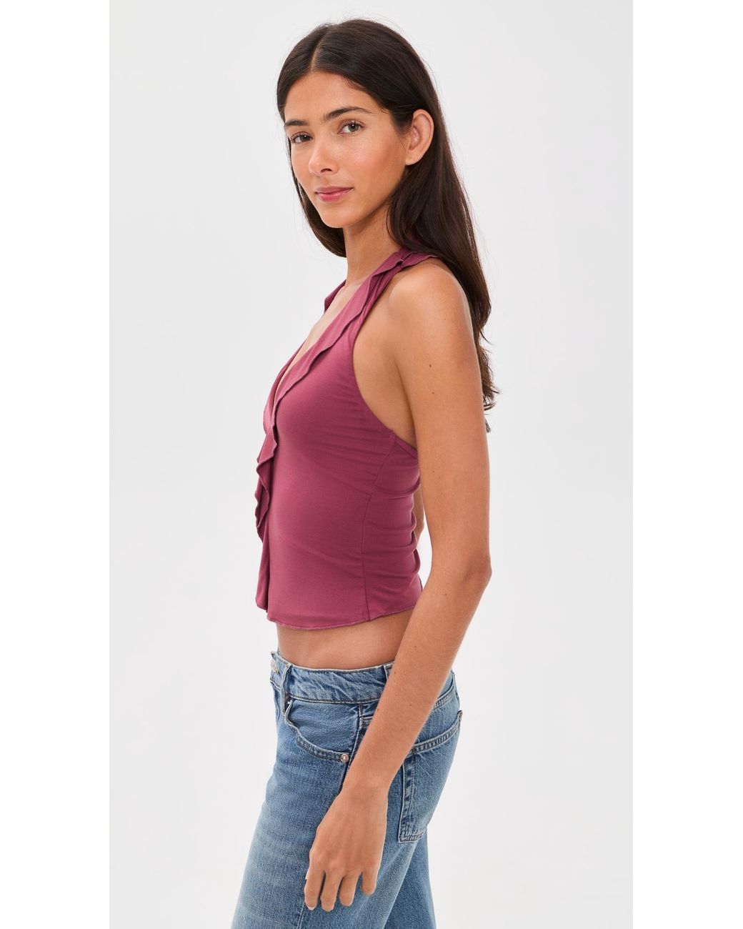 With Jean Red Ruby Top