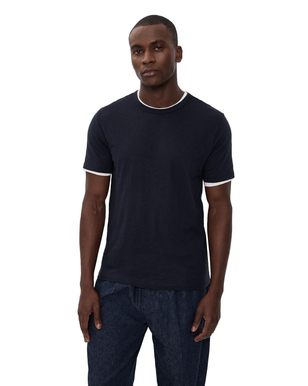 Vince Blue Fine Slub Double Layer Tee for men