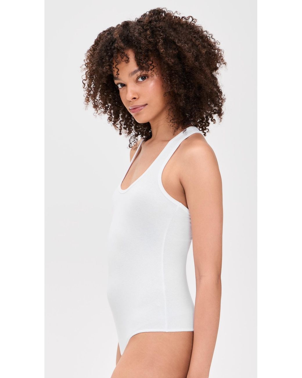 Commando White Better Than Basic Rib Tank Thong Bodysuit