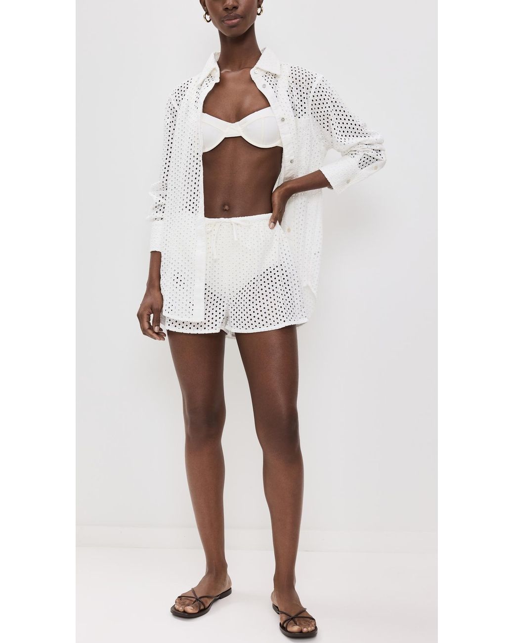 Solid & Striped White The Bronte Button Down Coverup