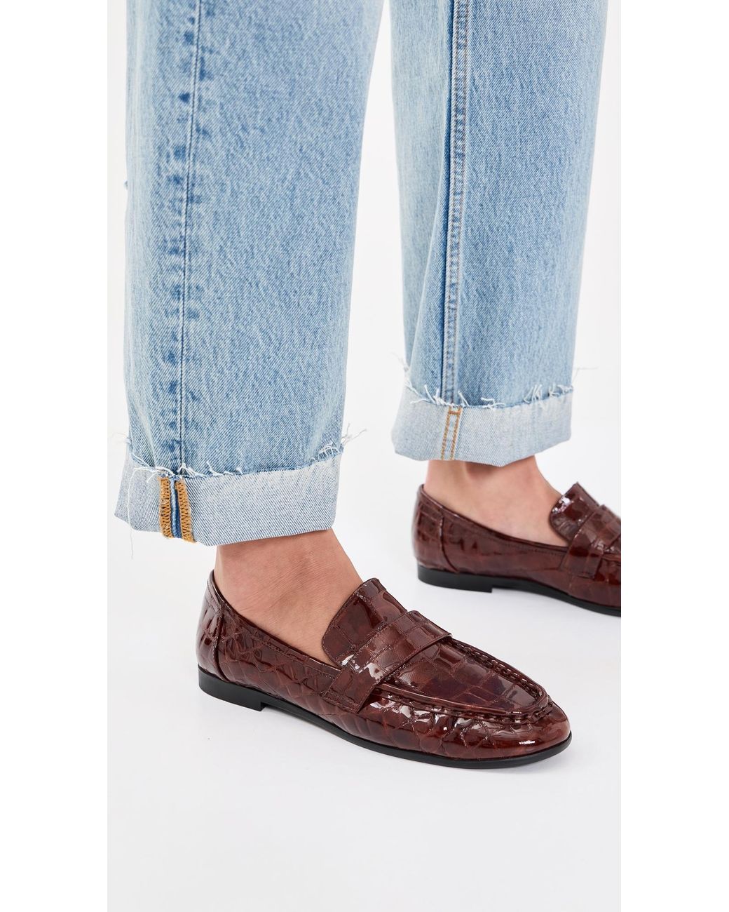 Black Suede Studio Brown Arrow Loafers