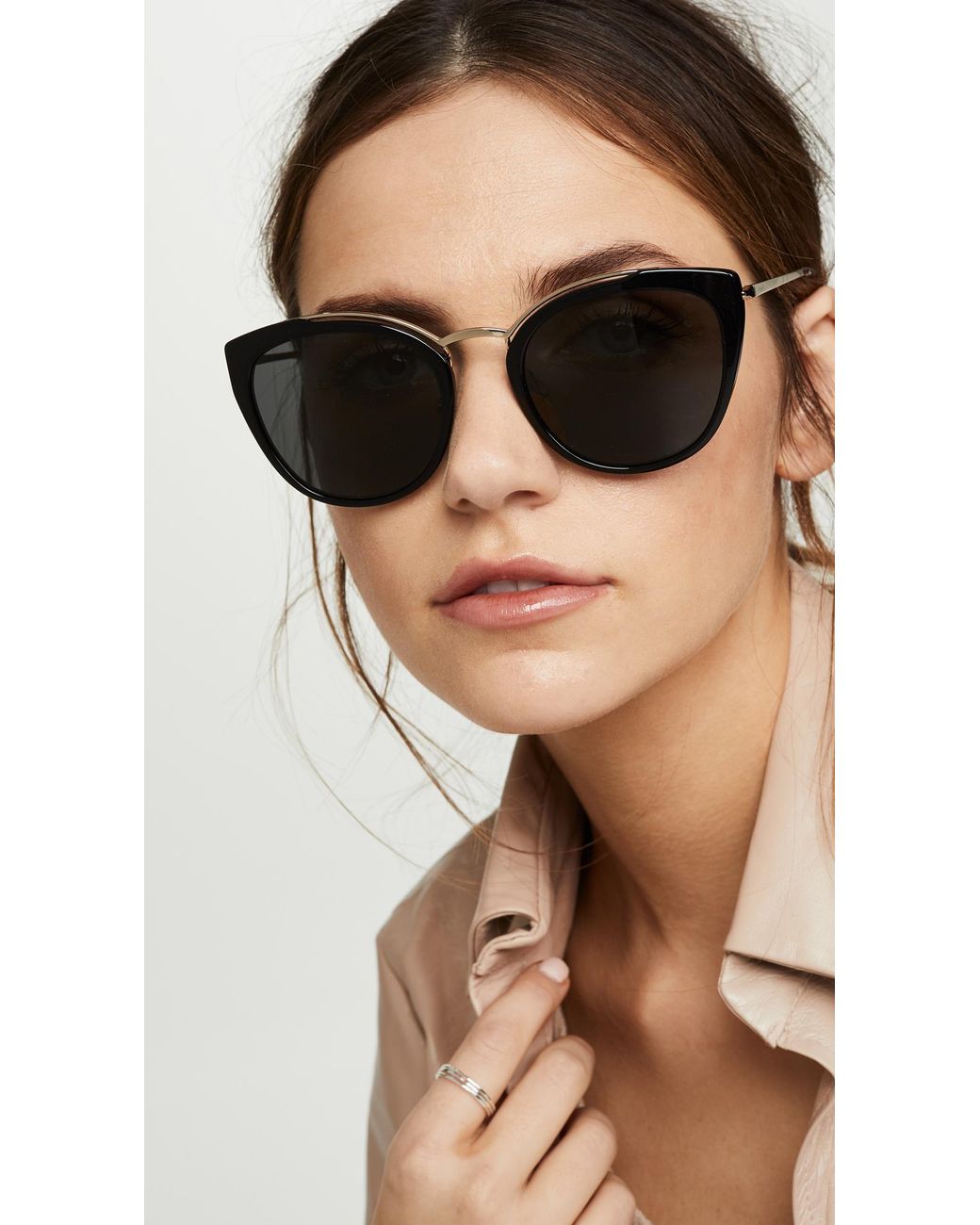 Prada Pr 20us Cat Eye Sunglasses in Black | Lyst