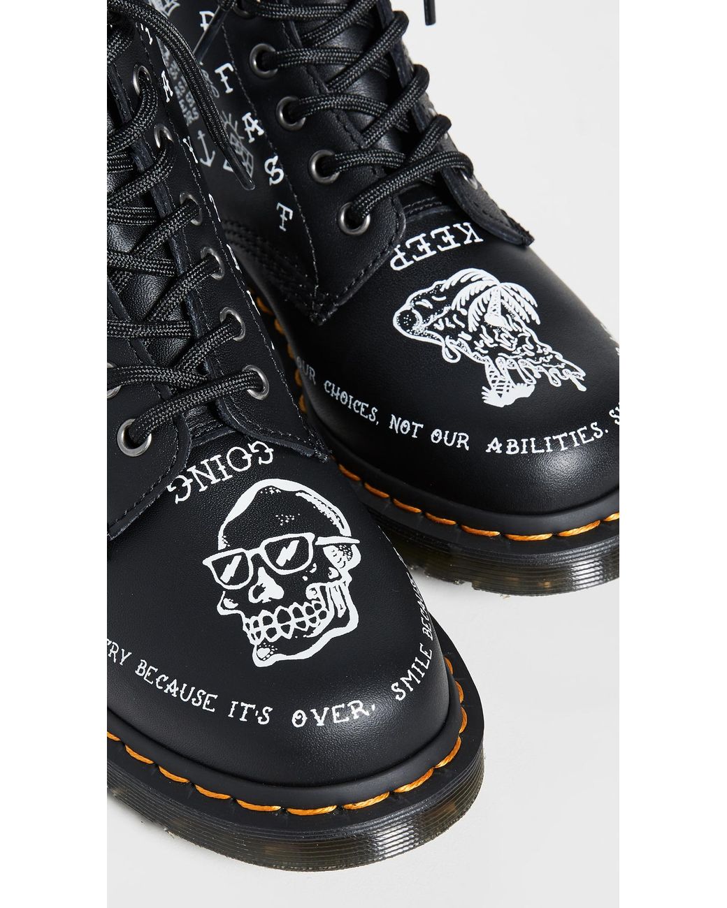 Dr. Martens Leather 1460 Scribble 8 Eye Boots in Black/White (Black) | Lyst