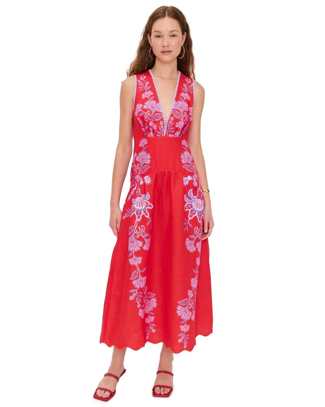 FARM Rio Midi Dres in Red | Lyst