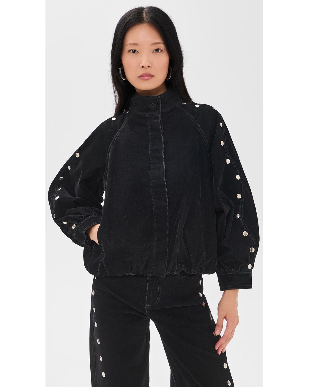 Sixxta Black Corduroy Bomber Jacket