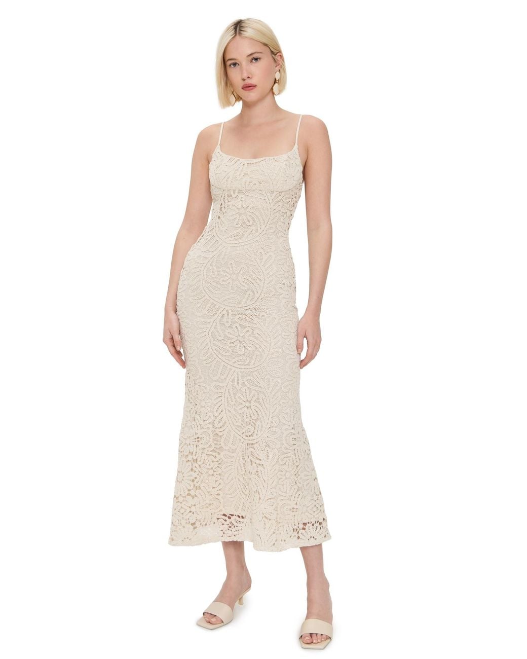 Bardot Adoni Crochet Midi Dress in White | Lyst
