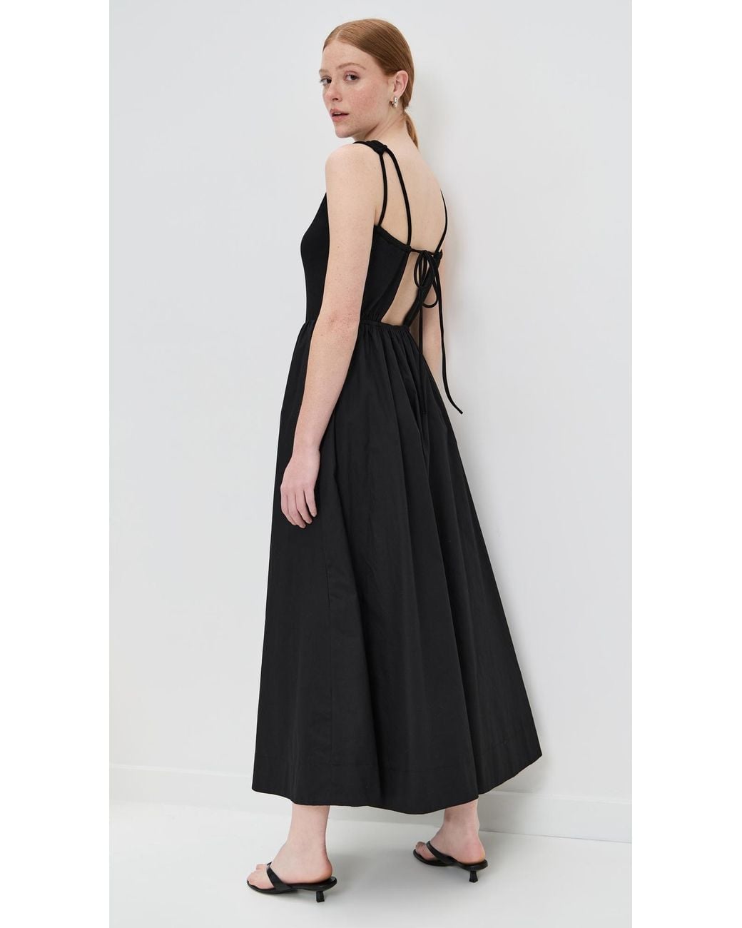 knee length dresses for ladies Black Polka Dot Rhinestone Long Sleeve Bowknot A-Line Prom Dress, Black / M