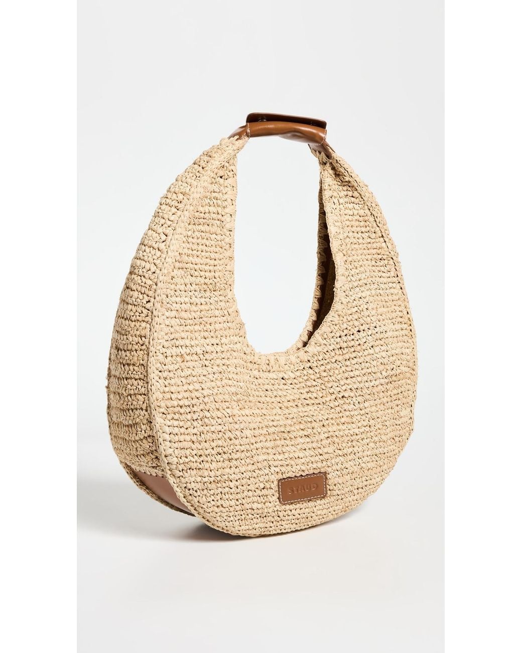 Staud Natural Large Raffia Moon Tote Bag