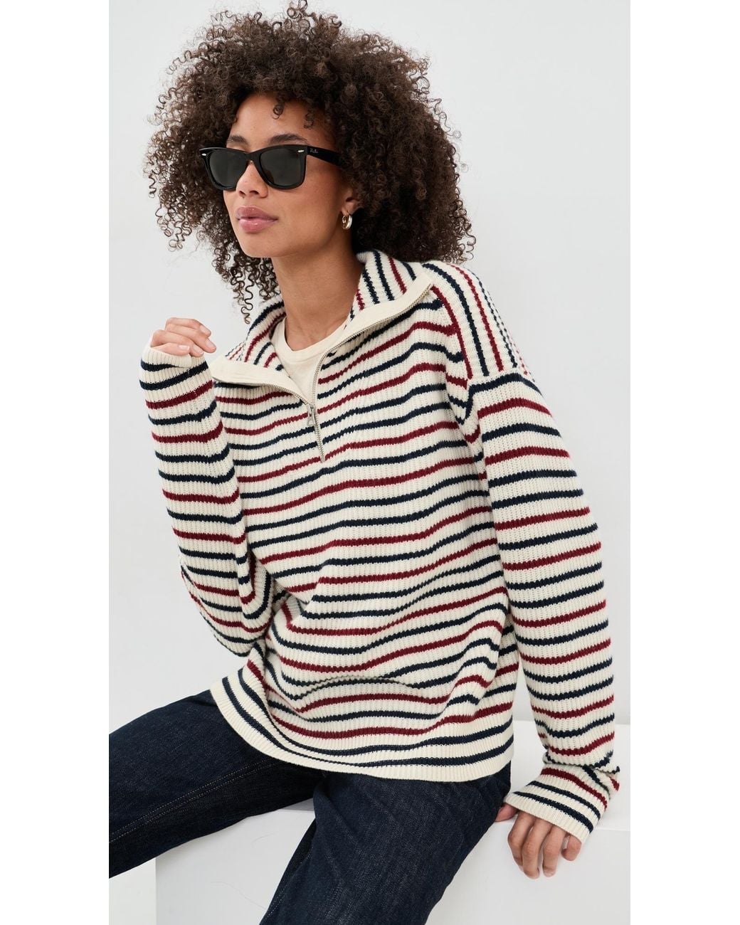 Rag & Bone Black Georgie Half Zip Sweater
