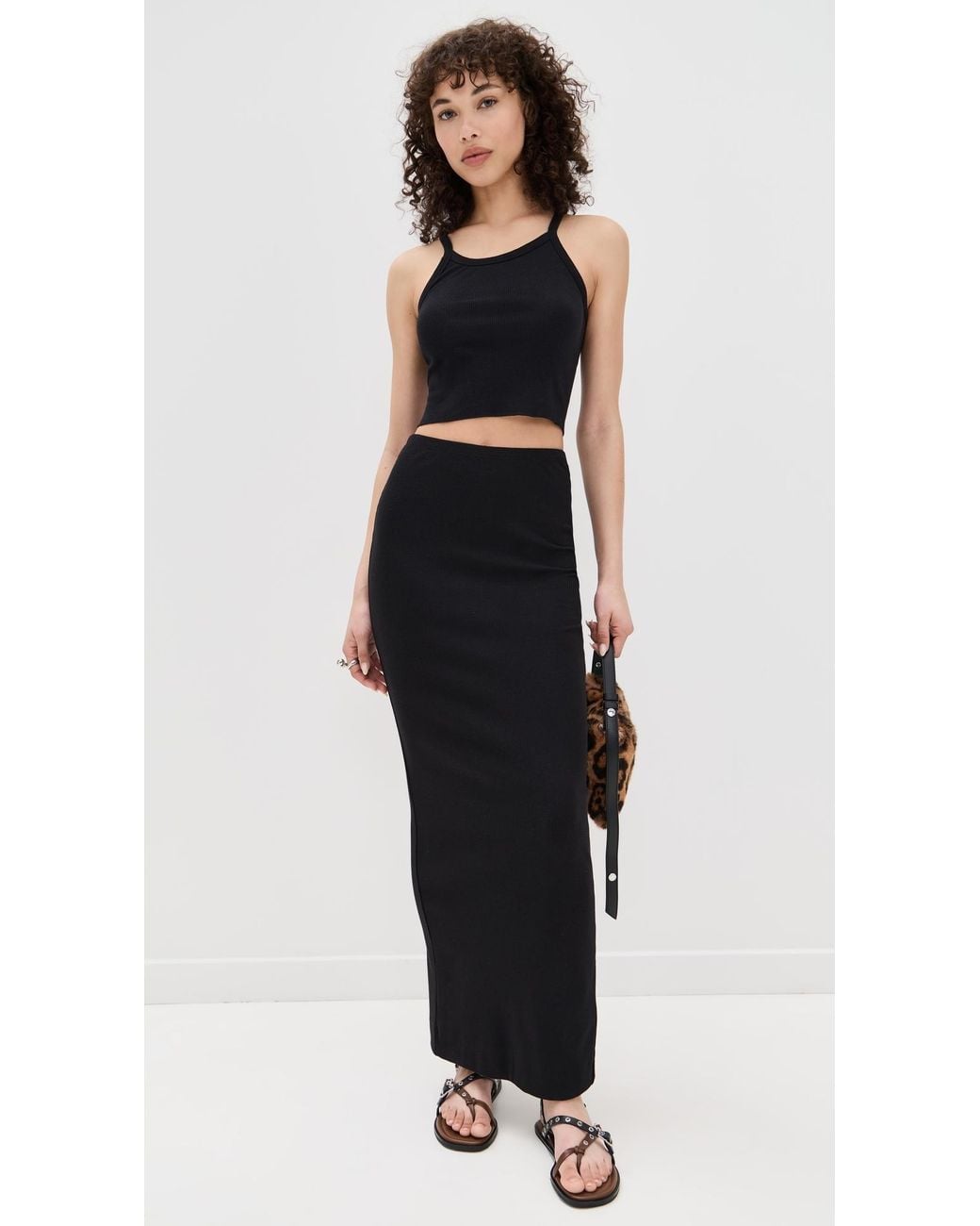 ÉTERNE Black Cropped Rib Tank