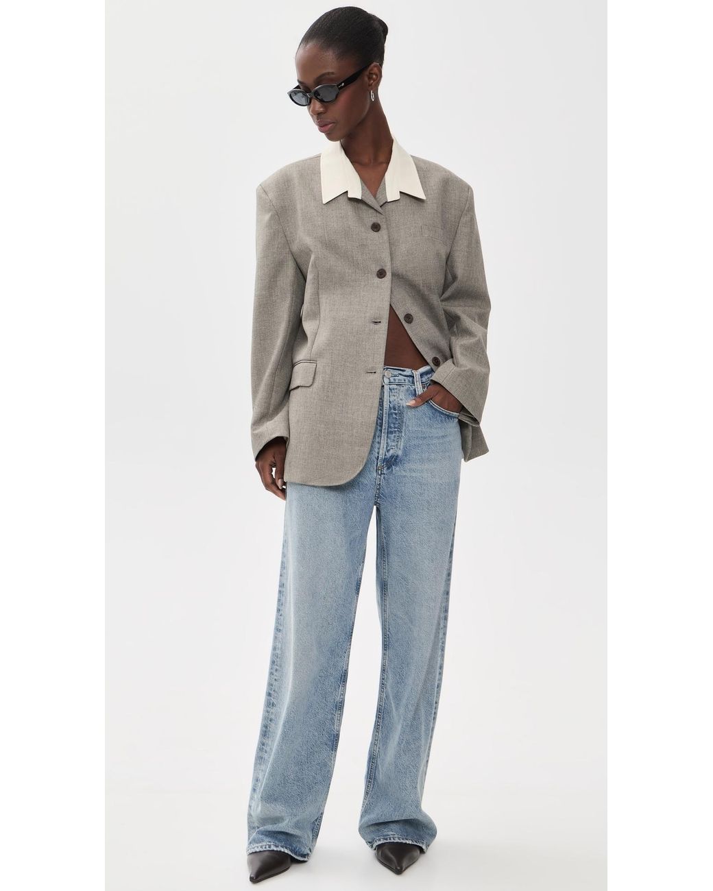 Source Unknown Gray Suki Collar Blazer