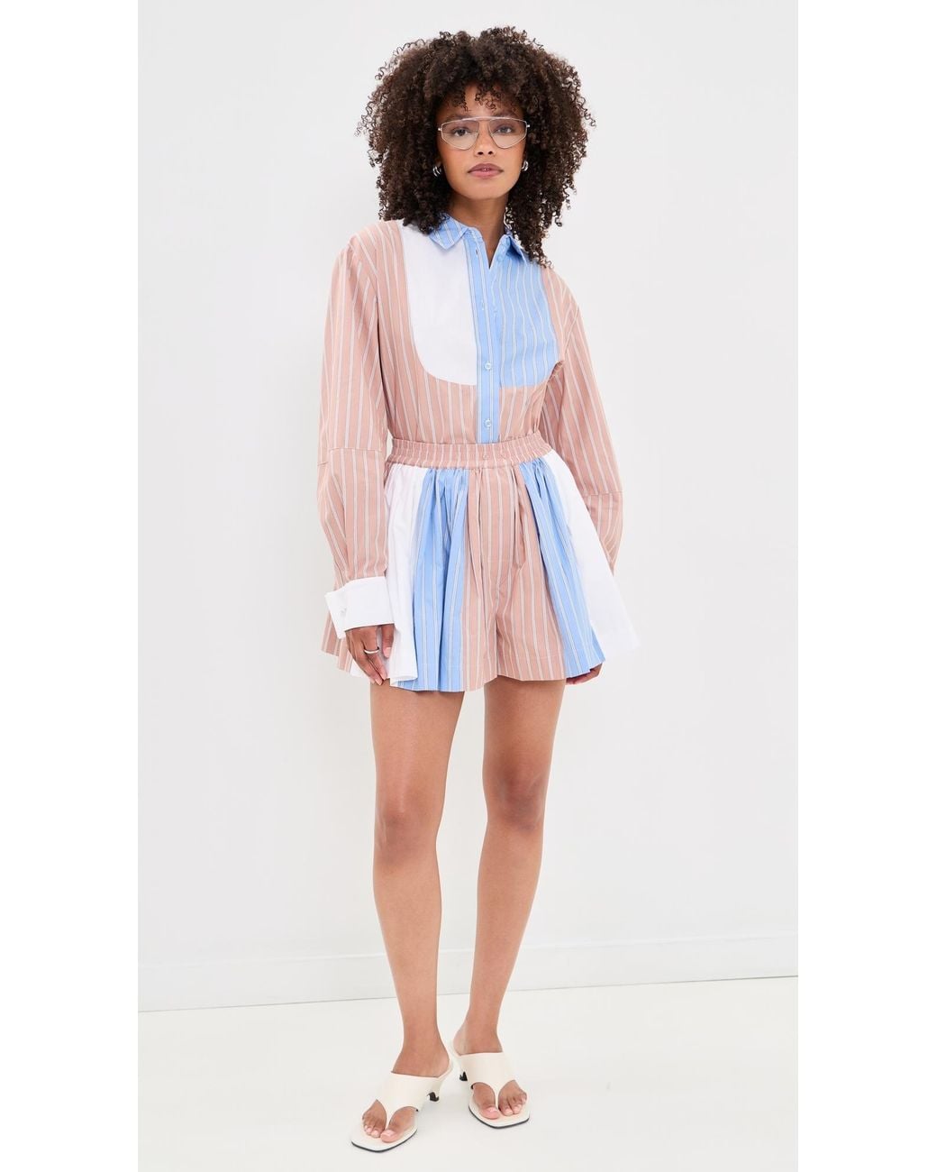 Essentiel Antwerp White Jatch Patchwork Shirt