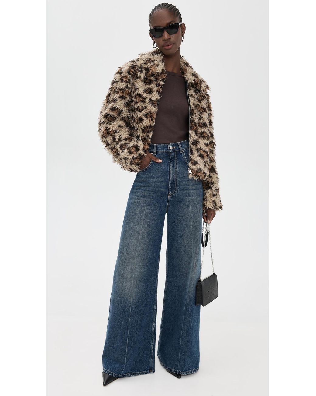 MSGM Natural Leopard Sherpa Bomber Jacket