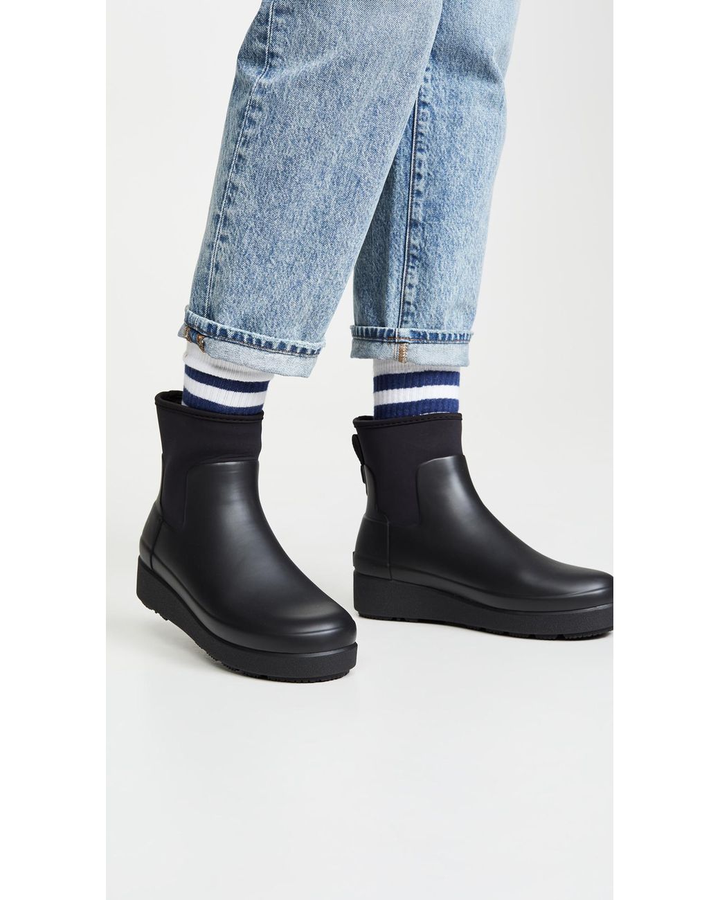 HUNTER Rubber Refined Creeper Neo Chelsea Boots in Black - Save 3 