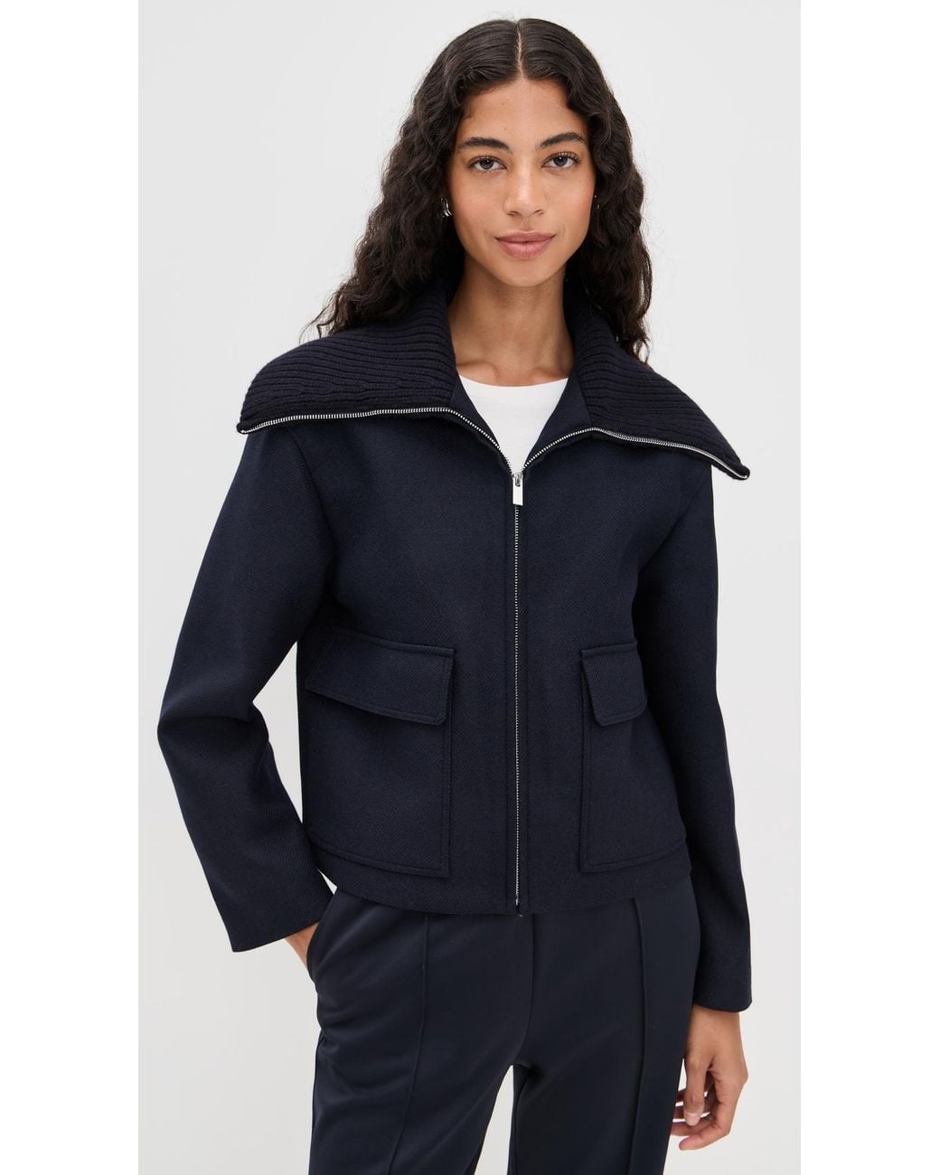 Theory Blue Cozy Collared Jacket