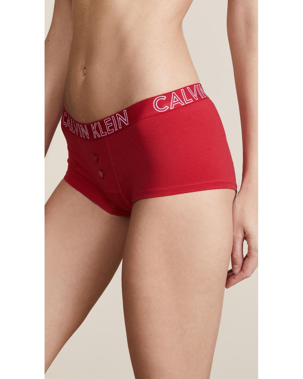 Calvin Klein Ultimate Cotton Boy Shorts in Red | Lyst