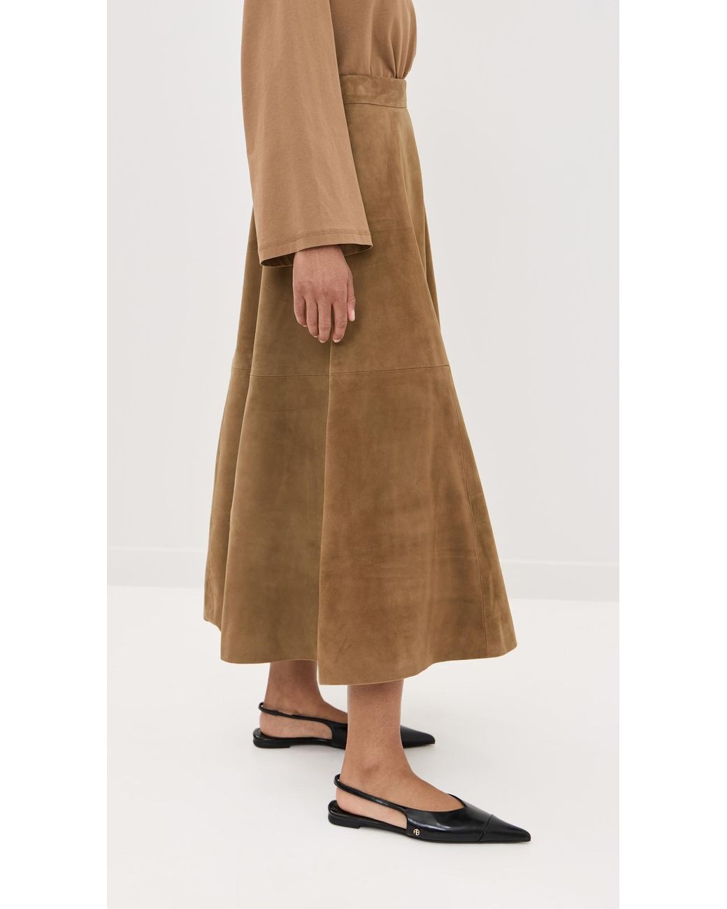 スカート ROHE FW25 SUEDE MIDI SKIRT (41632133 204) RÓHE Suede midi skirt | NET-A-PORTER