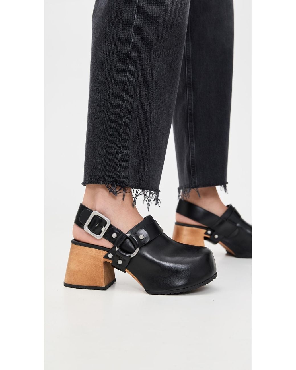 Rag & Bone Black Farrah Harness Clogs