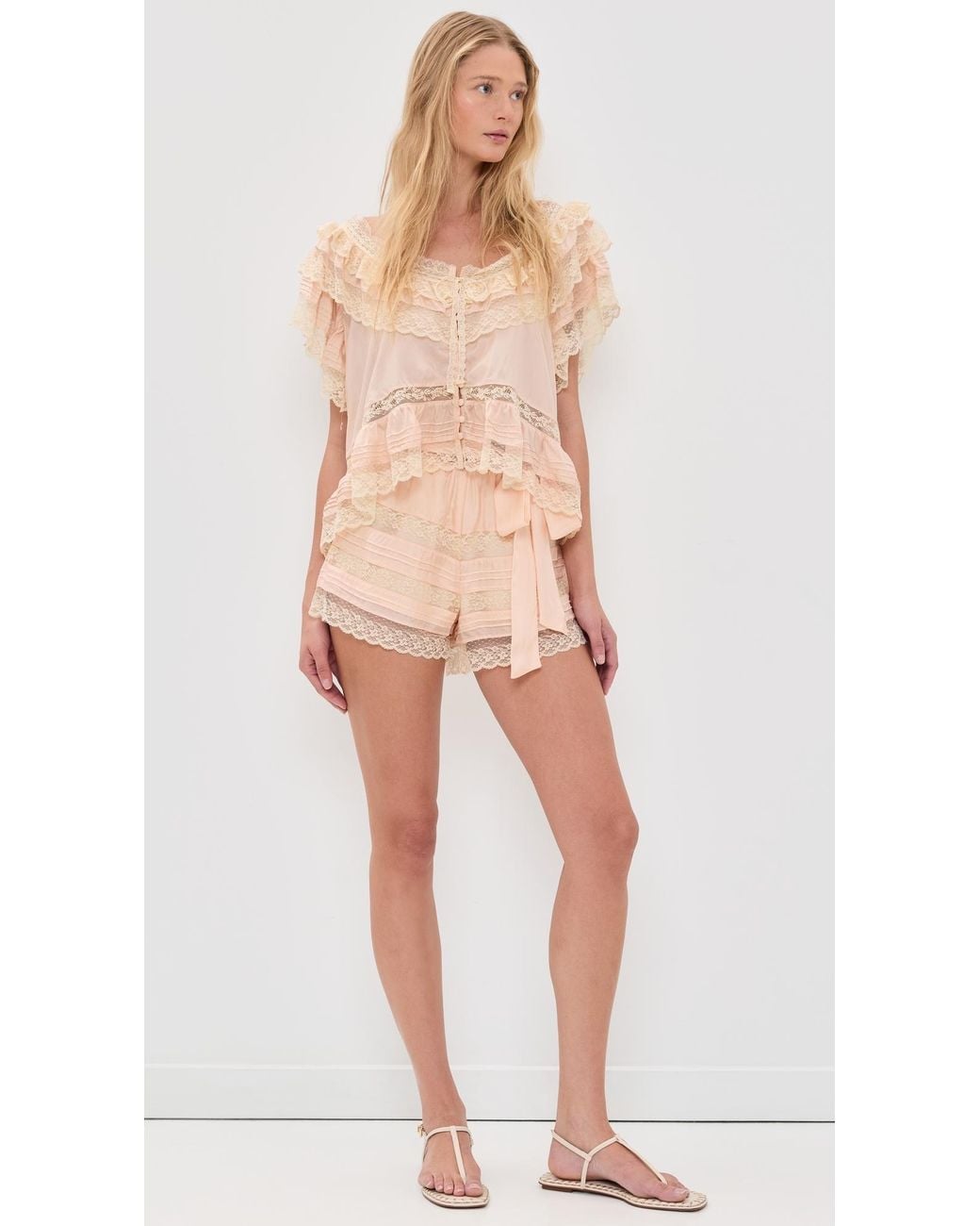 LoveShackFancy Multicolor Emanuela Silk Shorts