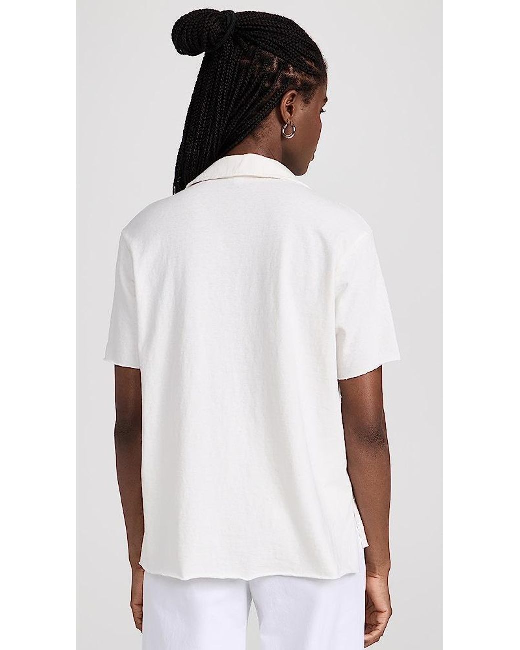 James Perse Jersey Oversized Polo in White | Lyst