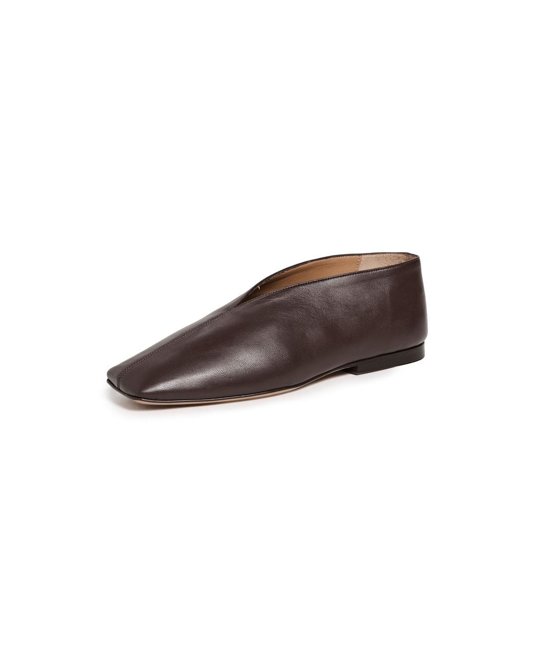 Mansur Gavriel Brown Square Soft V Flats
