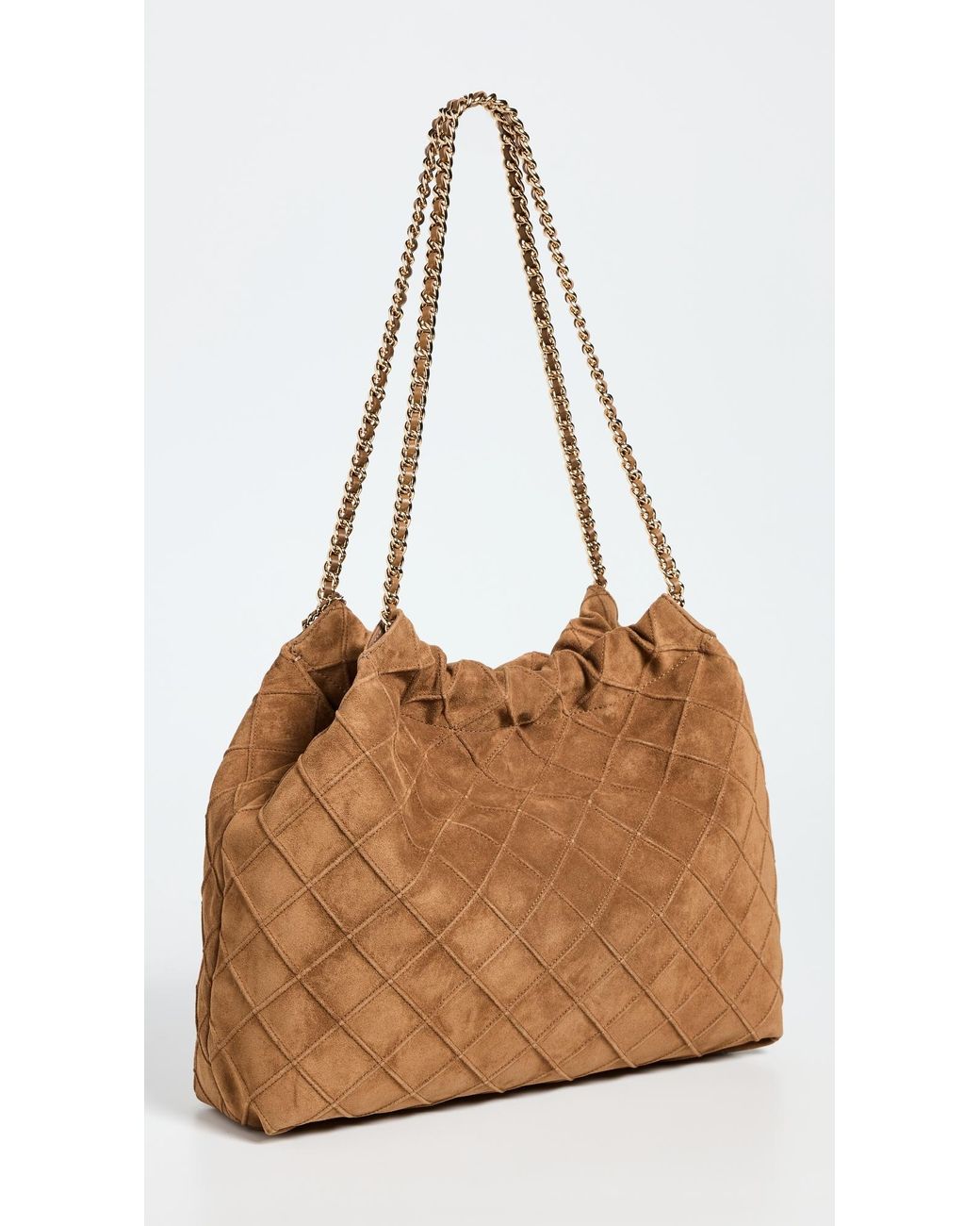 Tory Burch Fleming Soft Distressed Drawstring Hobo in Brown