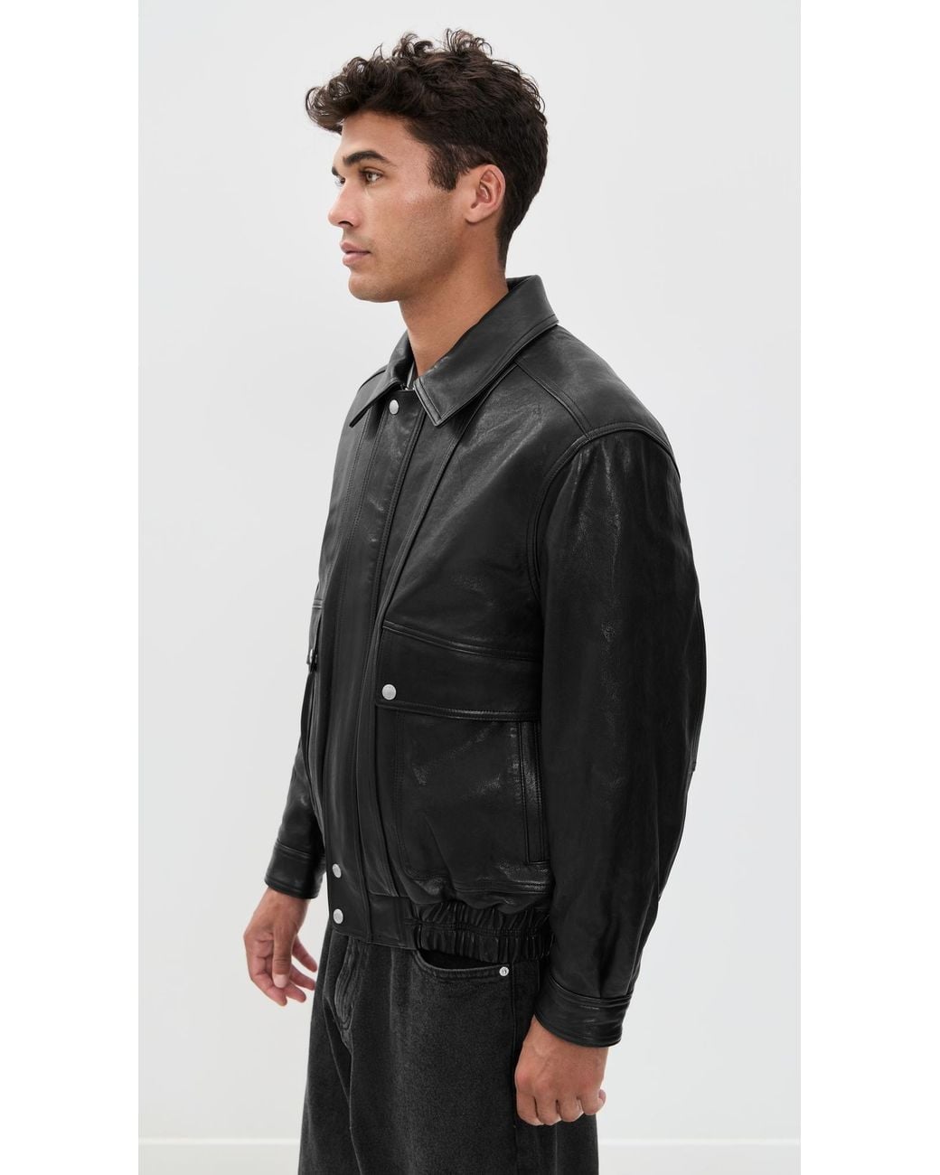DUNST Oversized Vintage Leather Blouson Jacket in Black | Lyst Canada