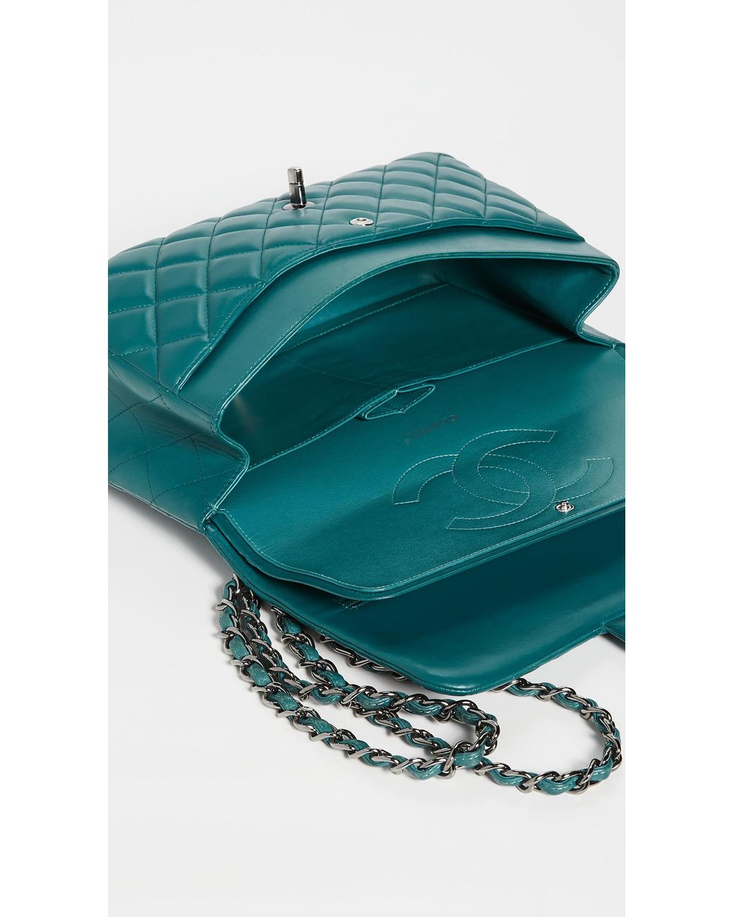 Chanel Classic Rectangular Mini Flap Bag in Dark Turquoise Caviar