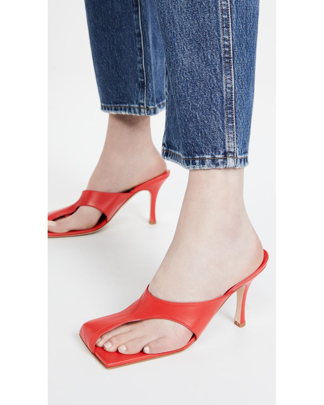 A.W.A.K.E. MODE Asymmetric Mary Mules in Red | Lyst