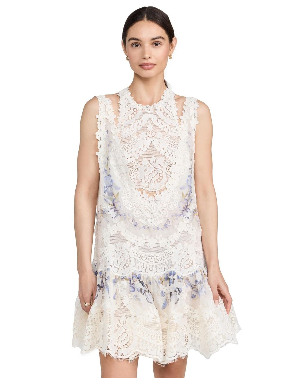 Zimmermann Natura Lace Patch Mini Dress in Natural | Lyst