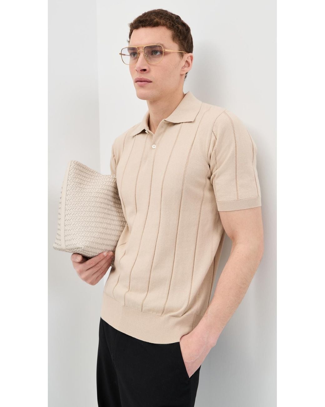 Far Afield Natural Jacobs Knitted Polo for men