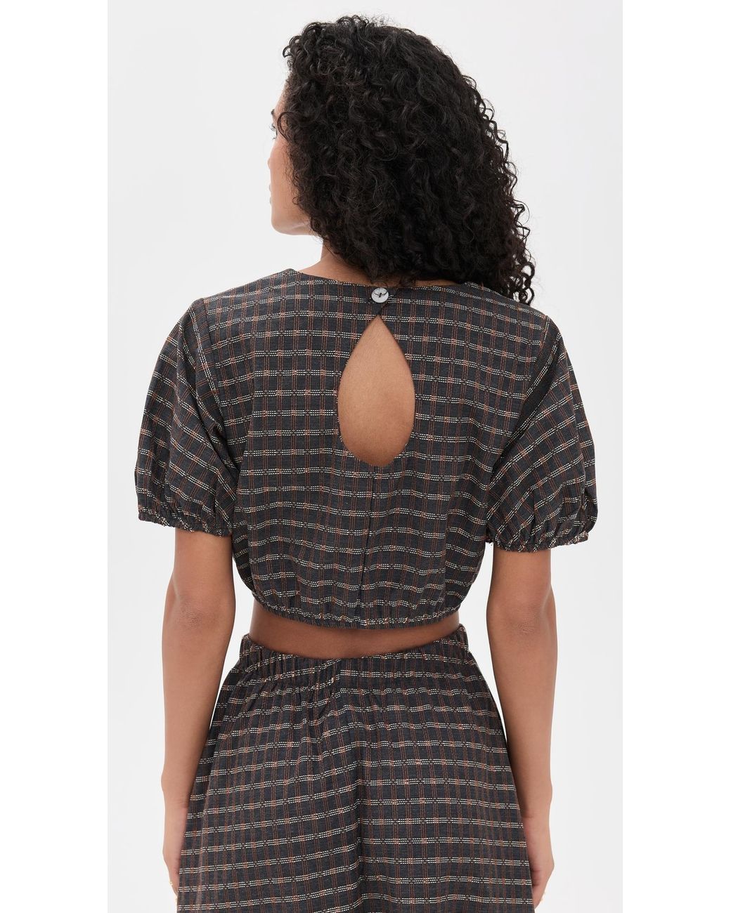 Le Bos Black Lillian Cropped Blouse