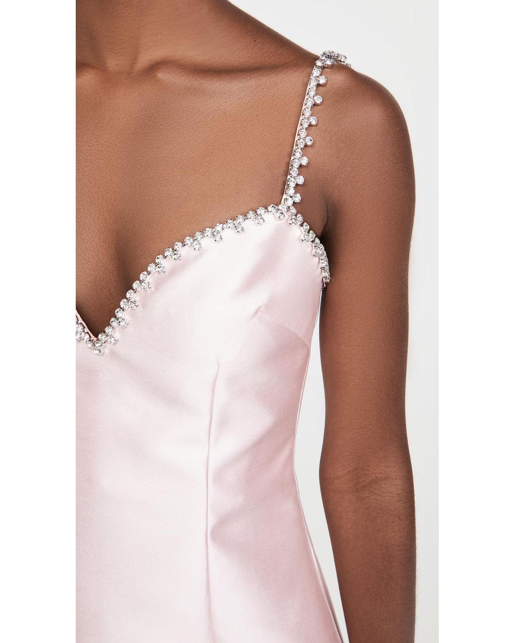 Area Synthetic Crystal Trim Sweetheart Dress in Light Pink (Pink) | Lyst