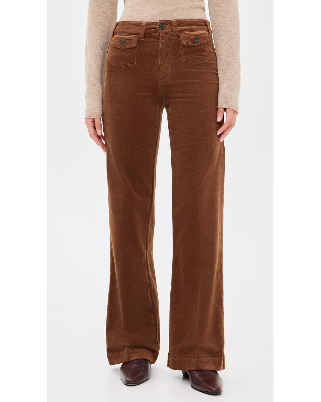 PAIGE Mini Patch Pockets Leenah Corduroy Pants 32 in Brown | Lyst