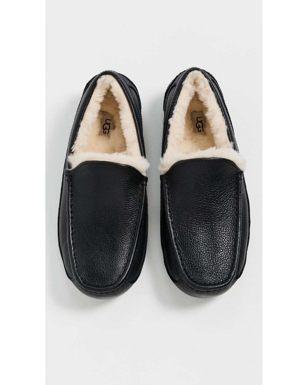 Ugg Black Ascot Leather Slippers for men