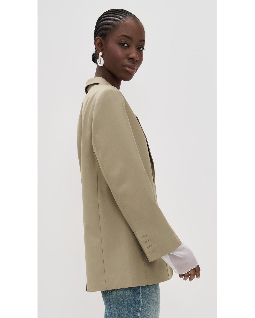Simonett Natural Structured Sheer Cuff Blazer