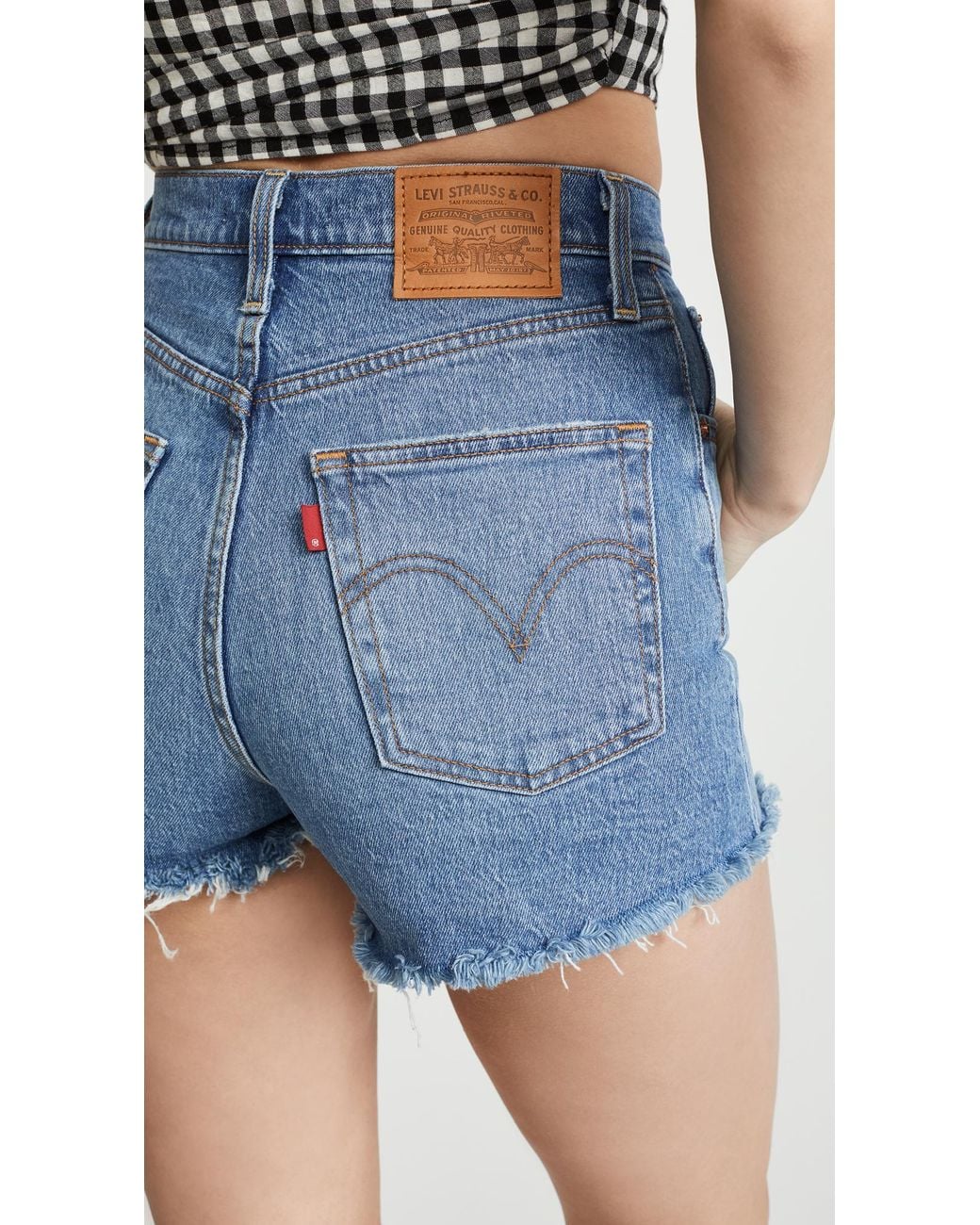 Levi's Denim Ribcage Shorts in Blue | Lyst
