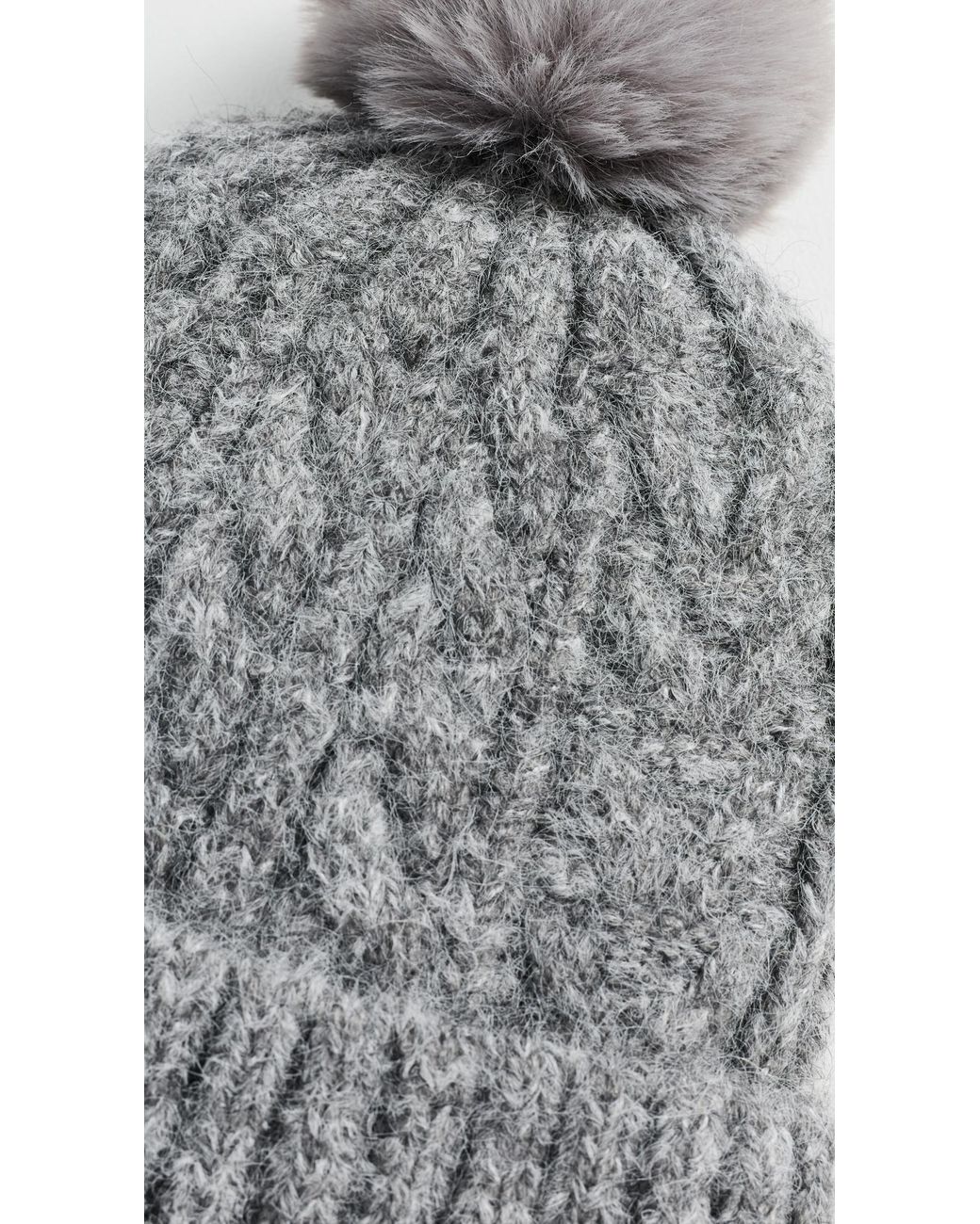 Hat Attack White Alpine Cable Beanie With Pom