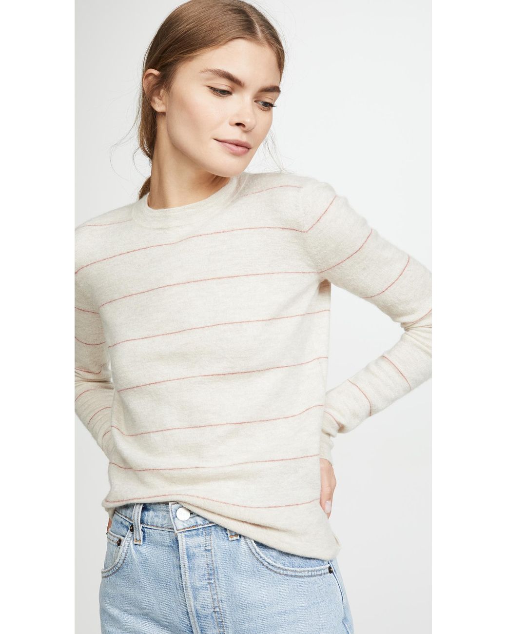 Vince Striped Fitted Cashmere Crew 
