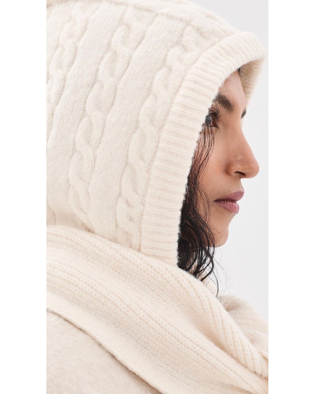 Hat Attack Natural Cable Hooded Scarf