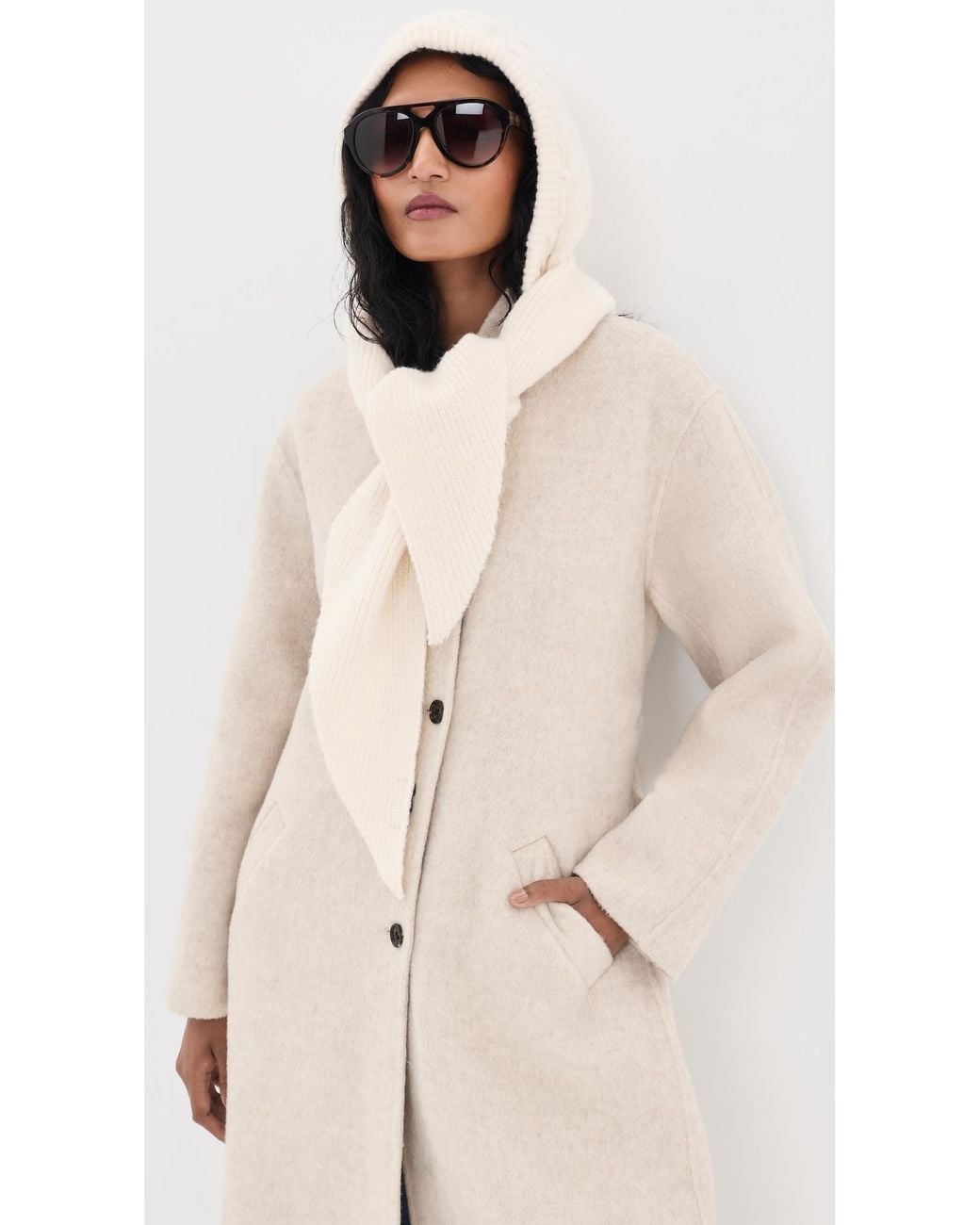 Hat Attack Natural Cable Hooded Scarf