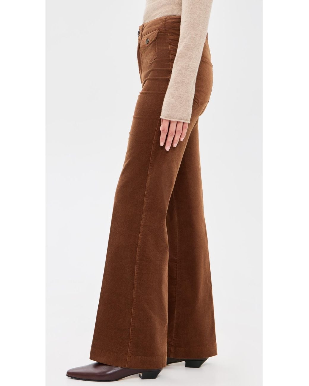PAIGE Mini Patch Pockets Leenah Corduroy Pants 32 in Brown | Lyst