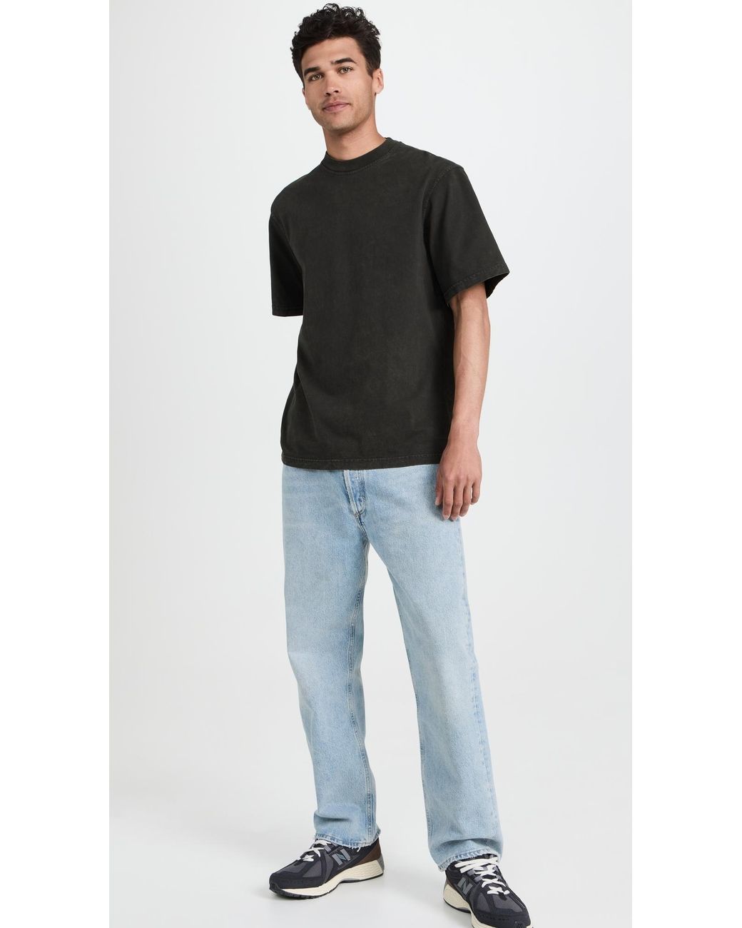 Agolde Black Asha Mock Neck Tee for men