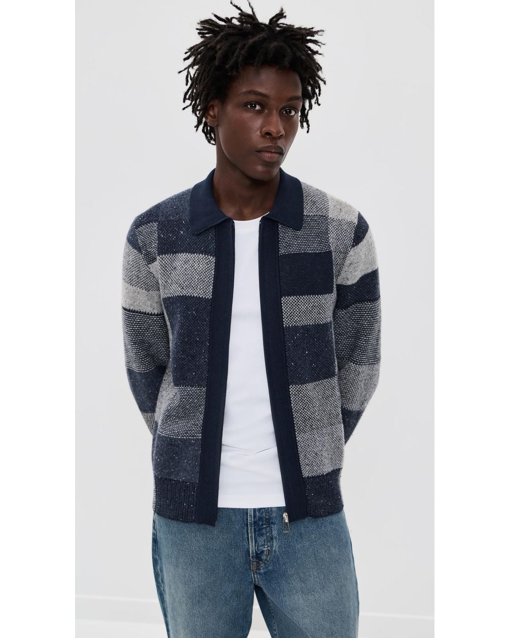 Paul Smith Blue Zip Patchwork Cardigan for men