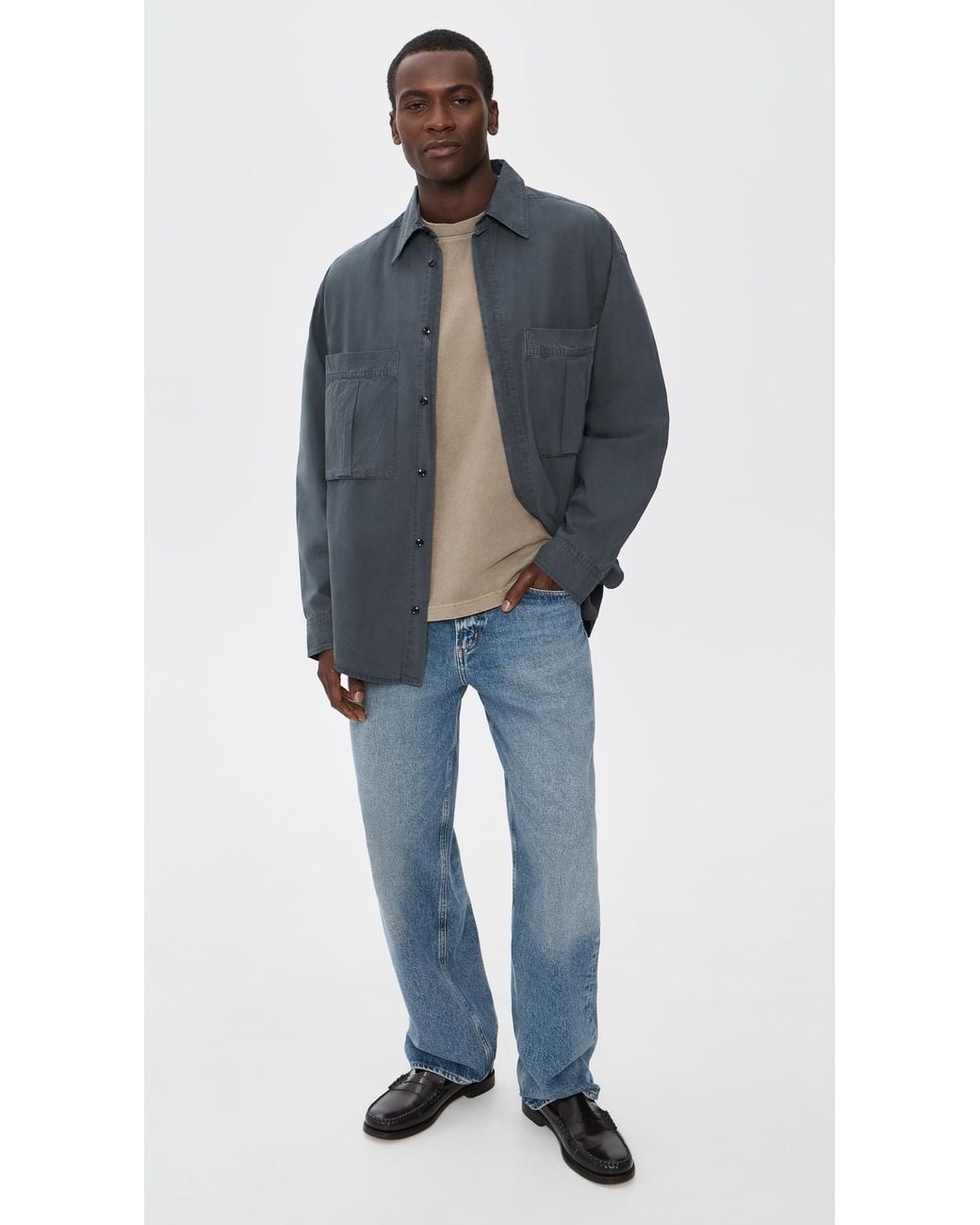 Agolde Blue Clark Front Pocket Button Down Shirt for men