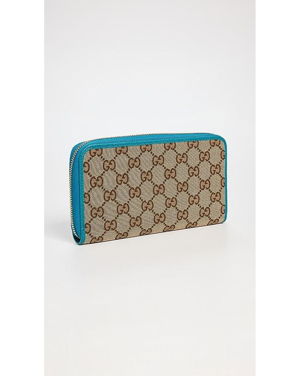 What Goes Around Comes Around Gucci Blue Canvas Zip Around Wallet