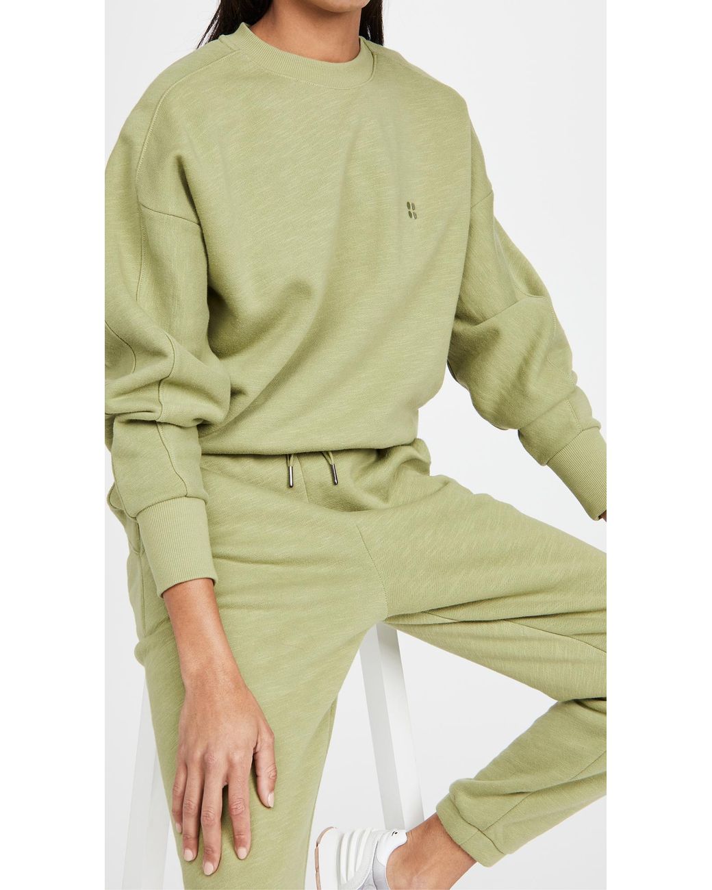 Sweaty Betty Cotton Essentials Sweatshirt in Green - Lyst