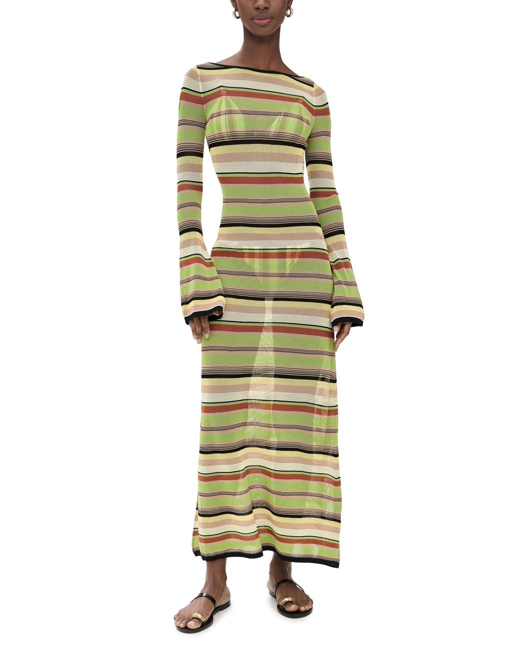 sir green stripe dress Sunday Stroll Green Striped Dress – Shop the Mint main image 0